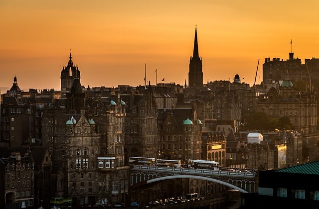 coucher de soleil à Edimbourg